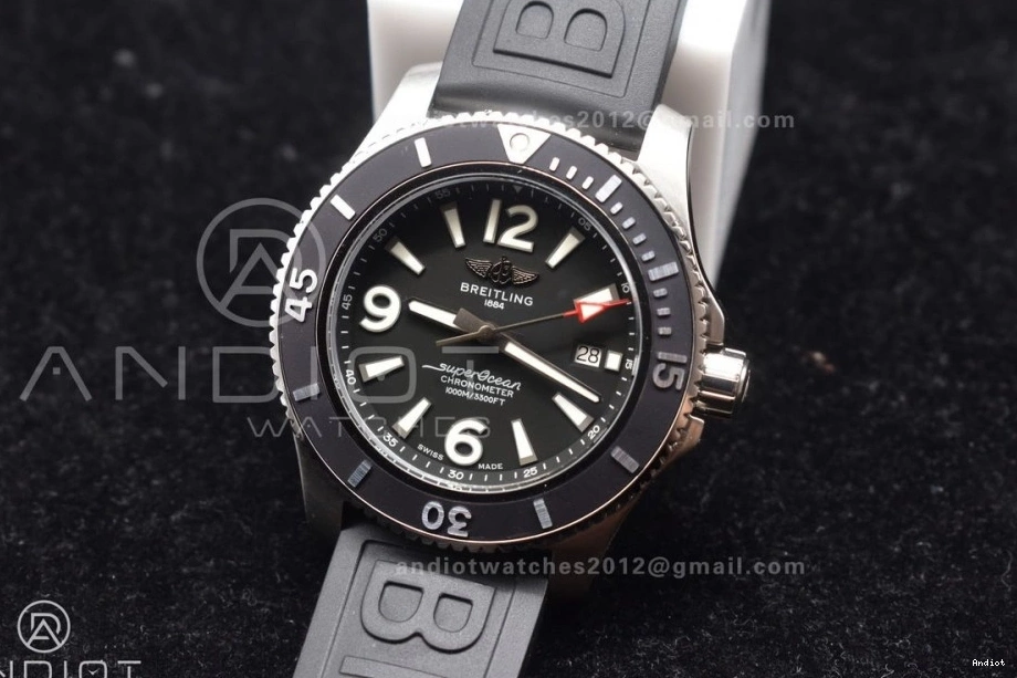 Rubber 1:1 TF 44 Black A Dial Durable Superocean Automatic Edition Bezel Black 467 Black Strap On Best 0724